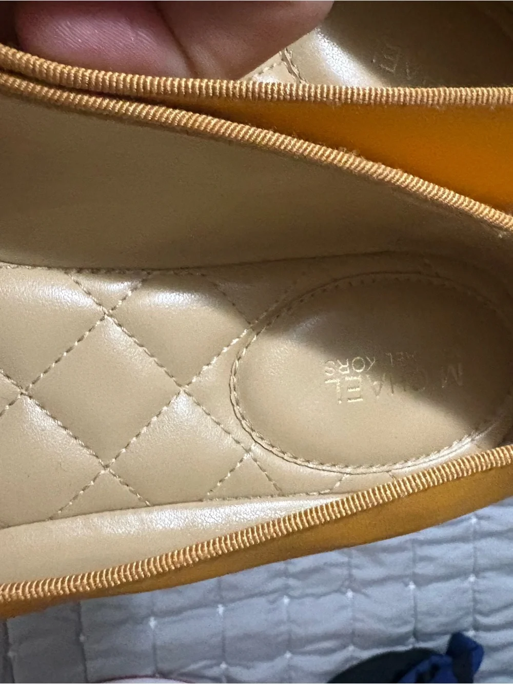 Michael Kors Women's Mustard Yellow Leather Ballet Flats